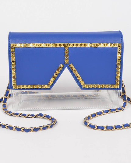Square Rhinestone Glasses Clear Clutch