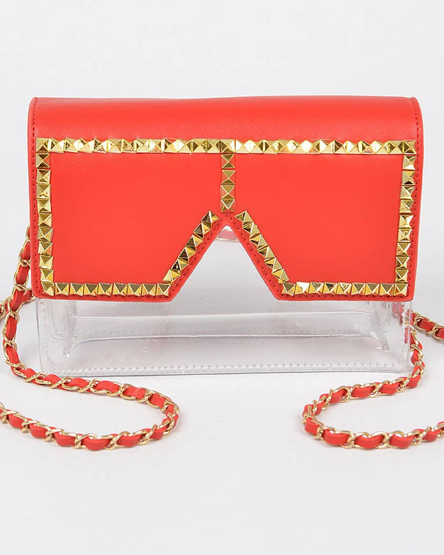 Square Rhinestone Glasses Clear Clutch
