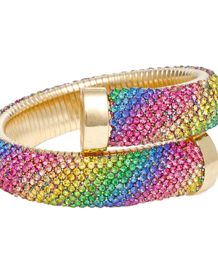 Cuff Gold Multi Rhinestone Crusted Wrap Bracelet
