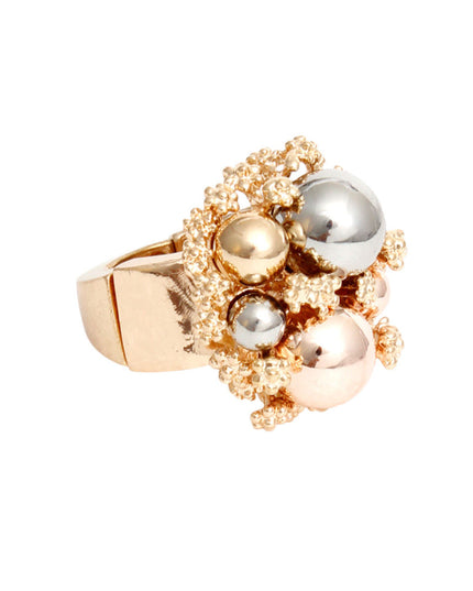 Cocktail Ring Gold Ball Cluster Ring for Women