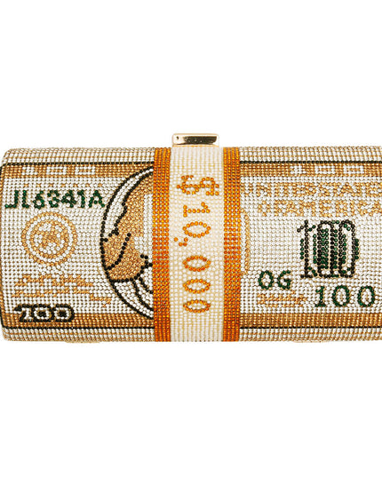 Gold Bling Rolled Benjamins Clutch