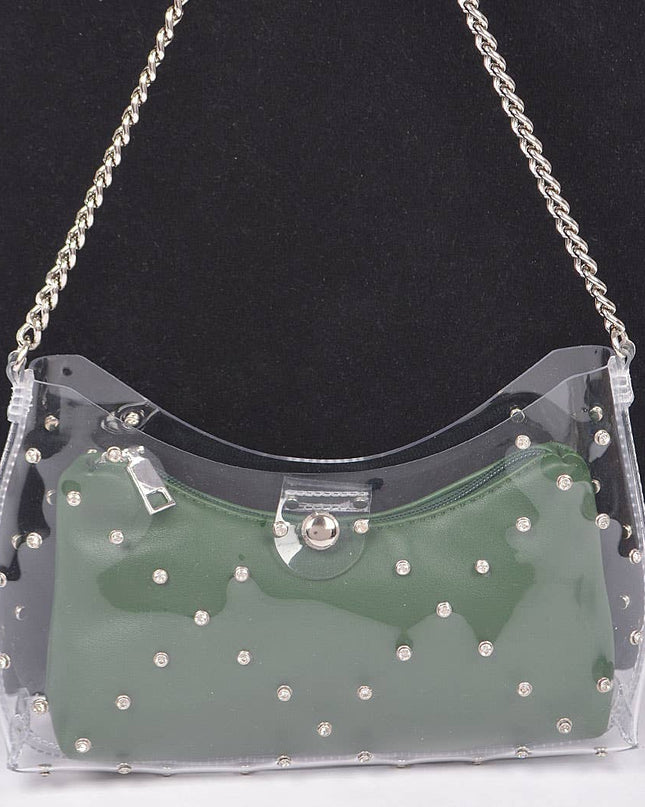 Glamorous Rhinestone Stud Clutch Bag
