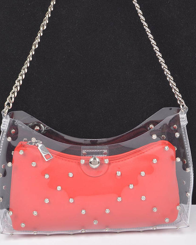 Glamorous Rhinestone Stud Clutch Bag