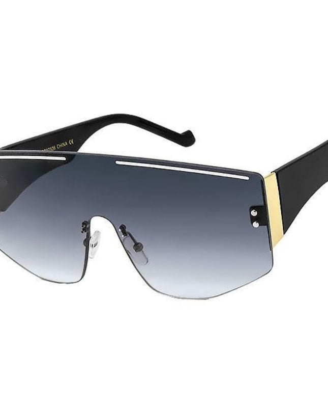 Black One Piece Lens Stripe Sunglasses