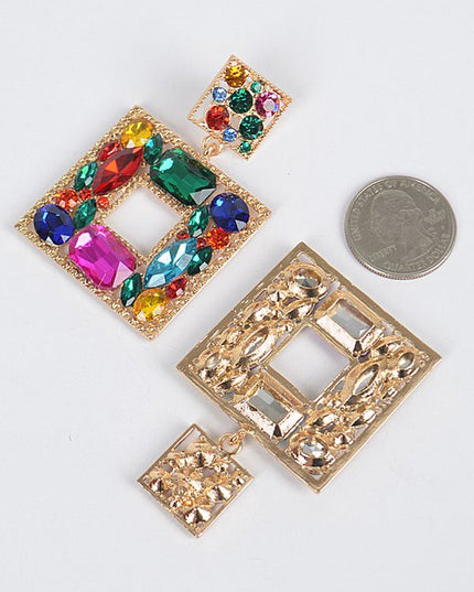 Double Square Bejeweled Earring