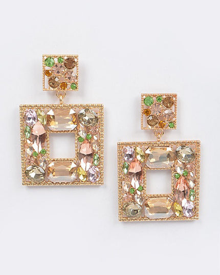 Double Square Bejeweled Earring