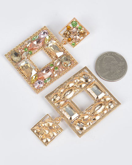 Double Square Bejeweled Earring