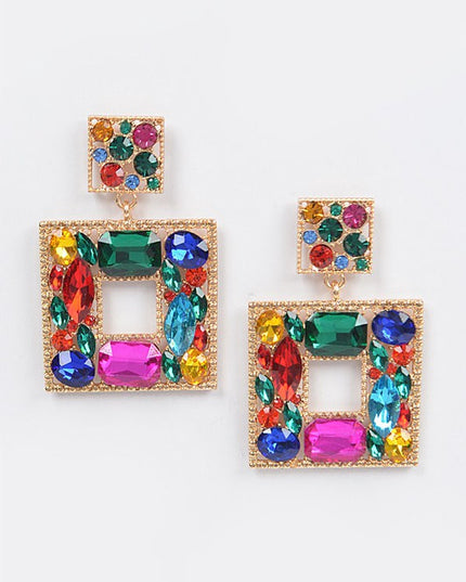 Double Square Bejeweled Earring