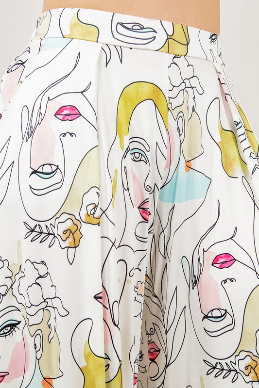 Pastel Face Print Palazzo