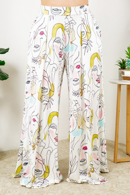Pastel Face Print Palazzo