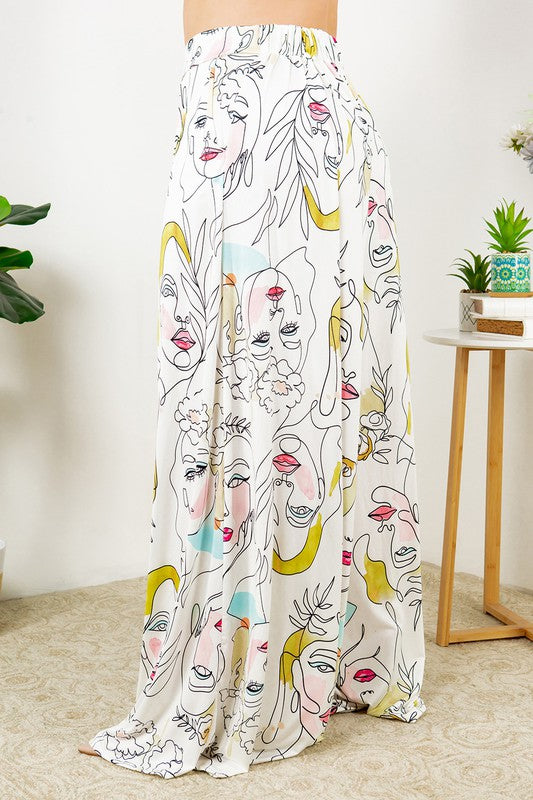 Pastel Face Print Palazzo