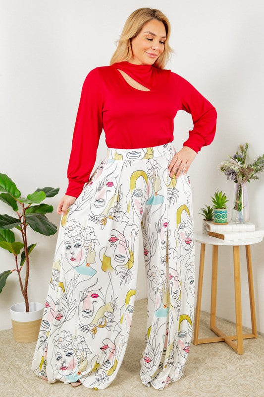 Pastel Face Print Palazzo