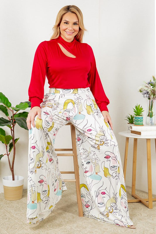 Pastel Face Print Palazzo