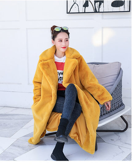 Faux Rabbit Fur Coat