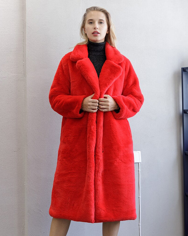 Faux Rabbit Fur Coat