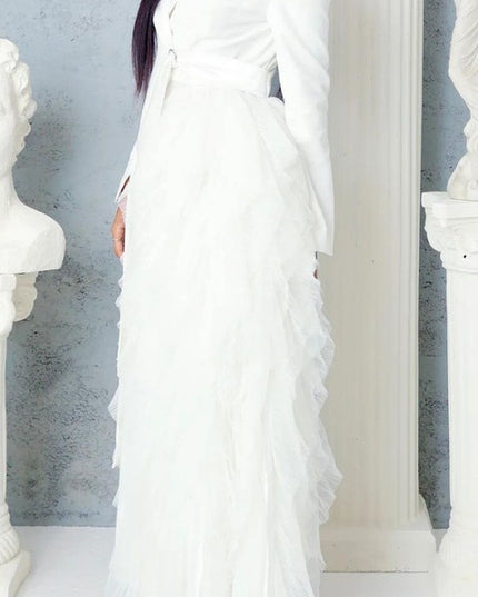 Noir Cascade Tuxedo Gown