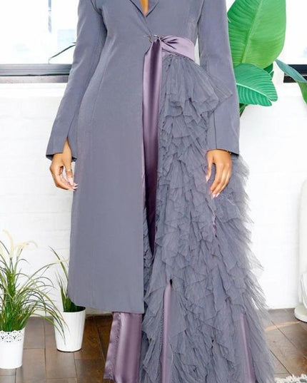 Noir Cascade Tuxedo Gown