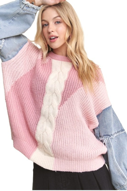 Pinked Denim Sweater