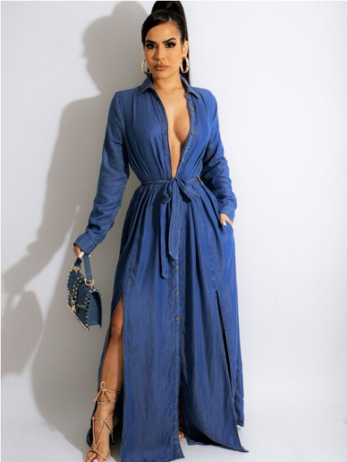 denim duster dress Button-Front Sleeveless Denim Duster Dress G by Giuliana