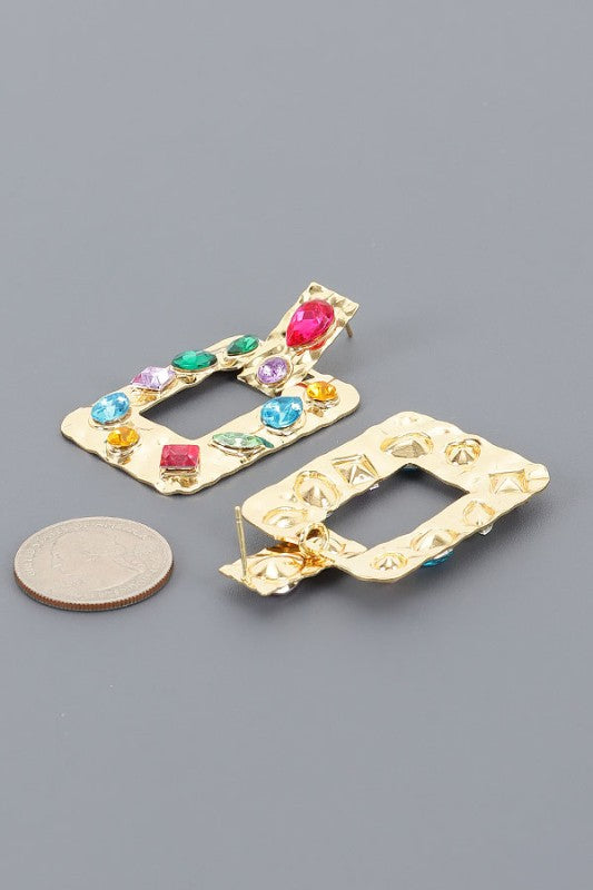 Jeweled Hammered Earrings