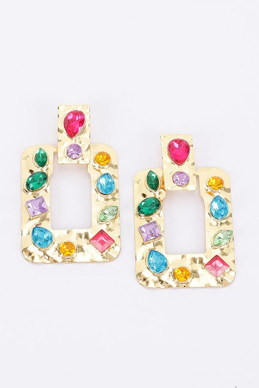 Jeweled Hammered Earrings