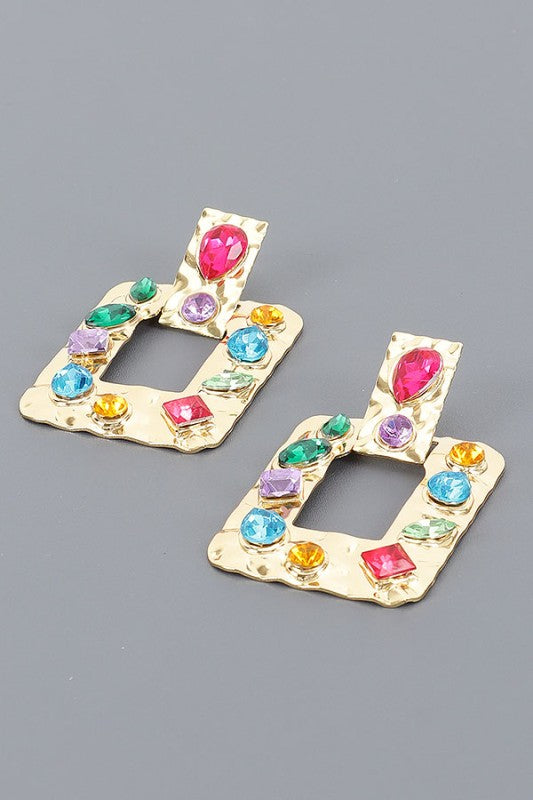 Jeweled Hammered Earrings