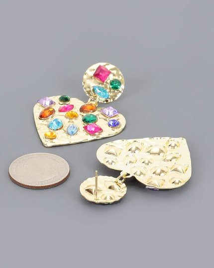 Encrusted Heart Earrings