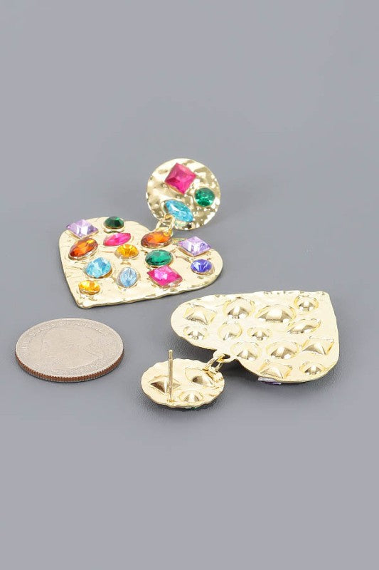 Encrusted Heart Earrings