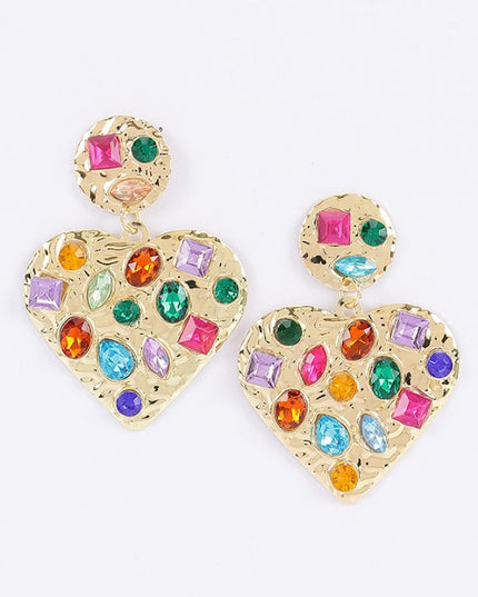 Encrusted Heart Earrings