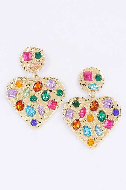 Encrusted Heart Earrings