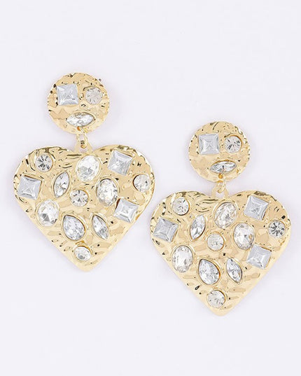 Encrusted Heart Earrings