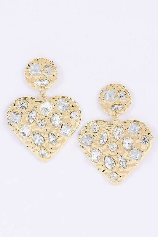 Encrusted Heart Earrings