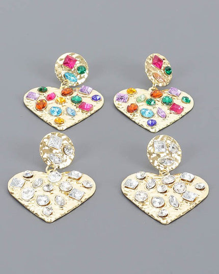 Encrusted Heart Earrings