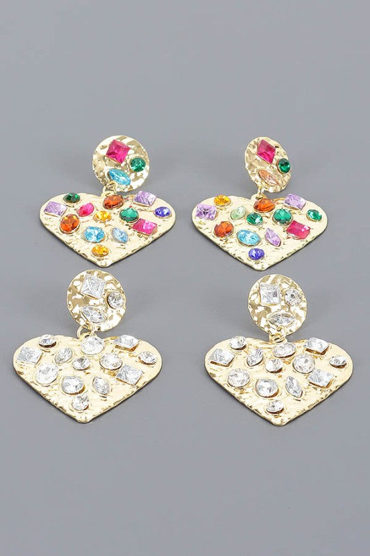Encrusted Heart Earrings