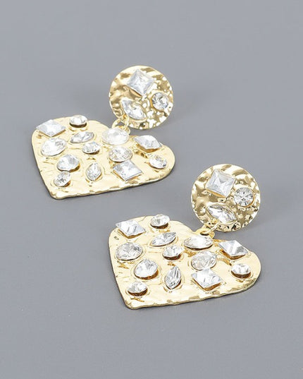 Encrusted Heart Earrings