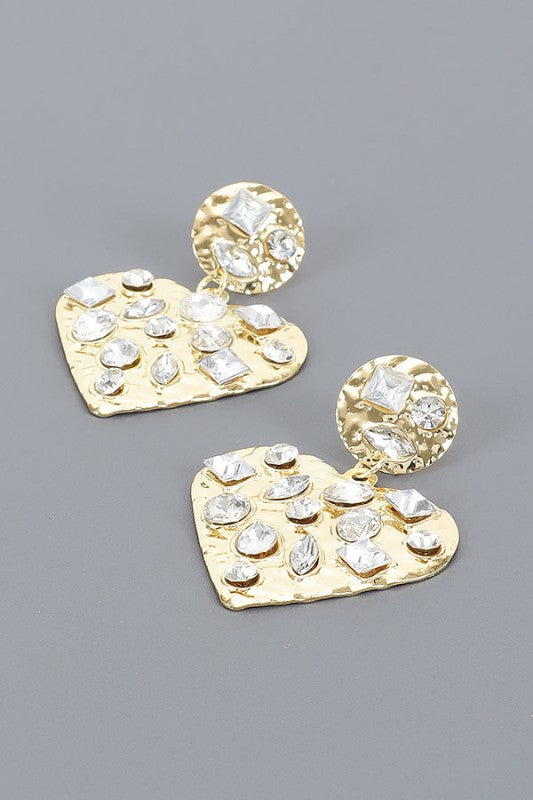 Encrusted Heart Earrings