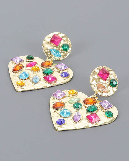 Encrusted Heart Earrings