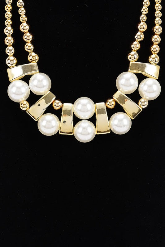 Gold CCB and Pearl Necklace
