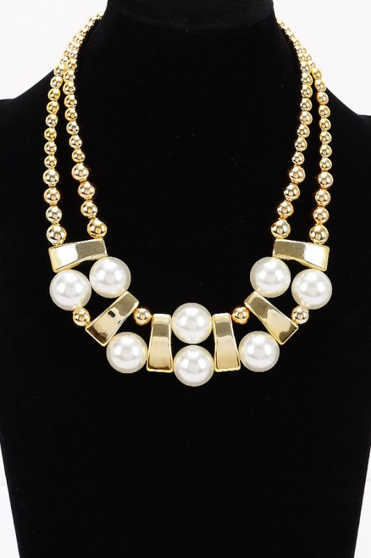 Gold CCB and Pearl Necklace