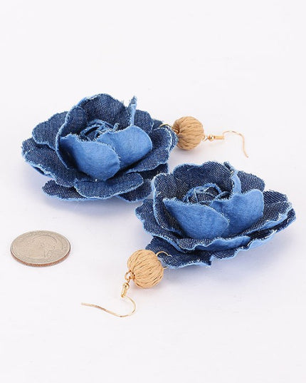 Denim Rattan Earrings