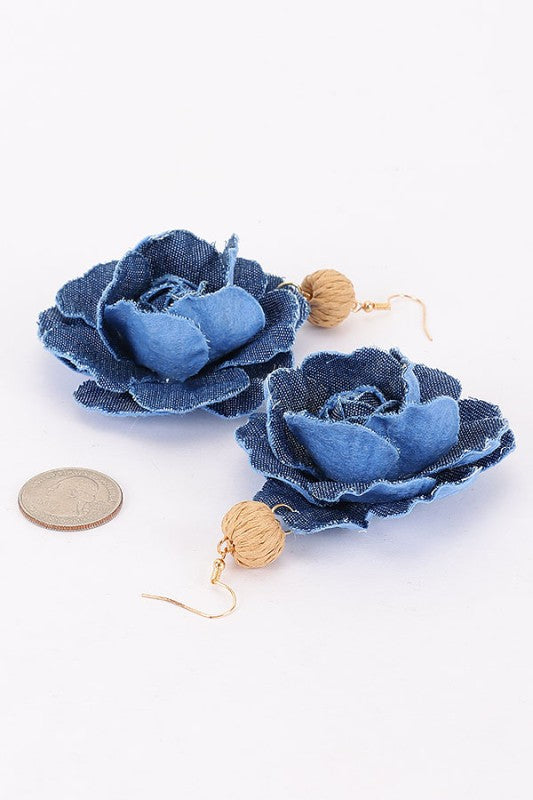 Denim Rattan Earrings