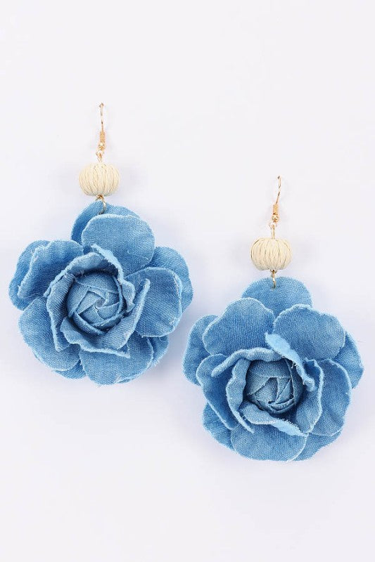 Denim Rattan Earrings