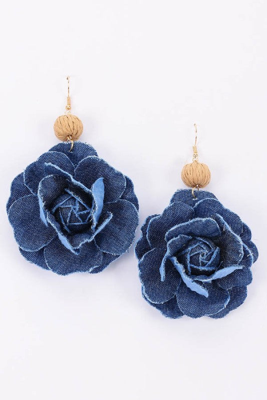 Denim Rattan Earrings