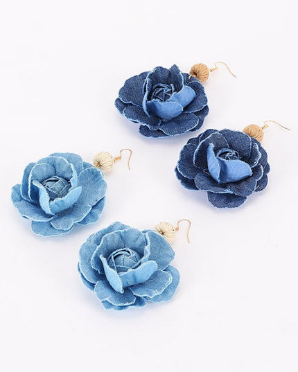 Denim Rattan Earrings