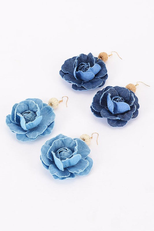 Denim Rattan Earrings