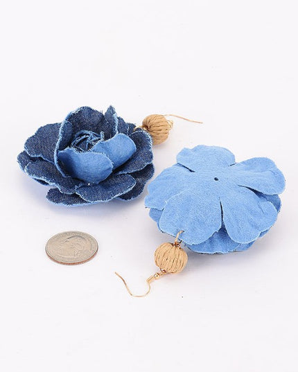 Denim Rattan Earrings