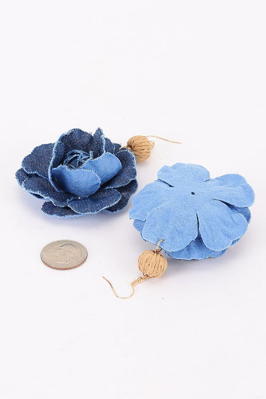 Denim Rattan Earrings