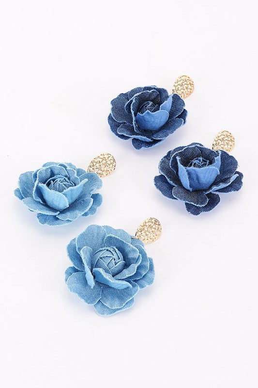 Teardrop Denim Earrings