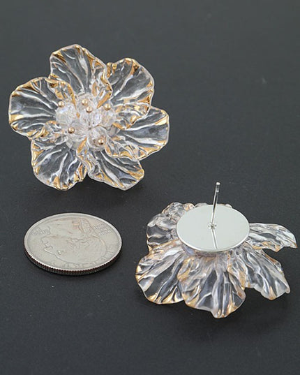 Transparent Gold Rose Earrings