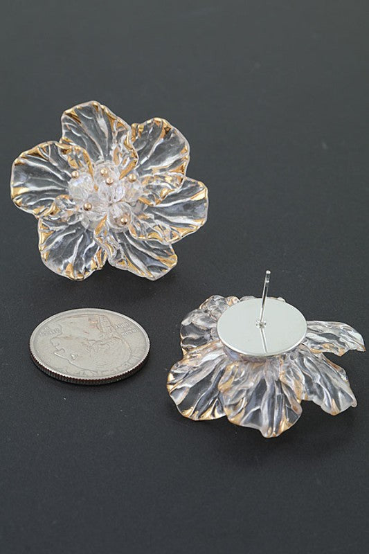 Transparent Gold Rose Earrings